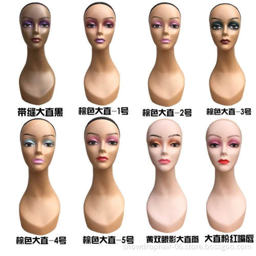 Custom made dark skin pretty mannequin head with shoulders with layered lashes 3d lash head mannequin head for hat